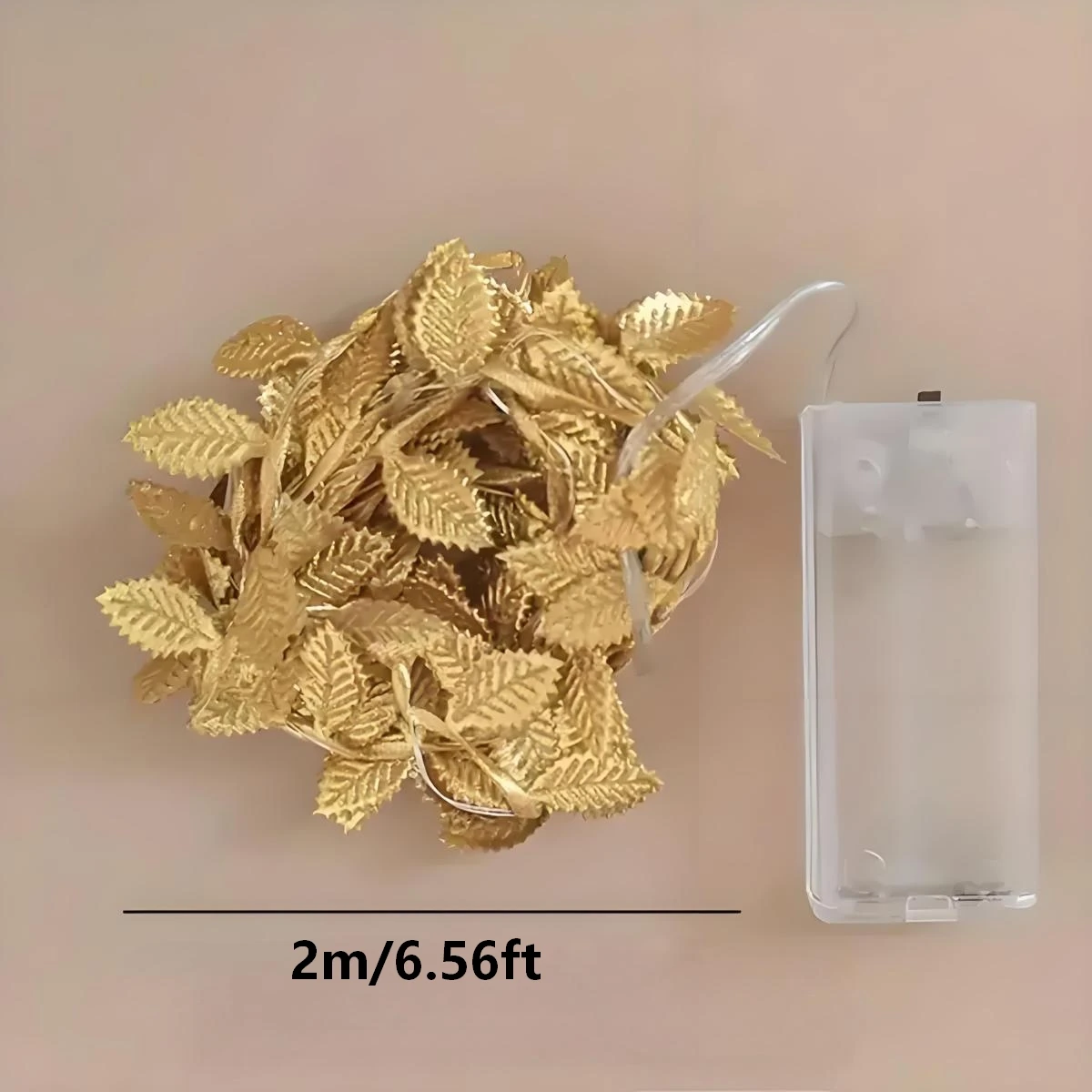 Decoraciones navideñas: flores artificiales, hadas de hojas doradas, luces LED de alambre de cobre, guirnalda de plantas artificiales con pilas, luces de vid, adecuadas para bodas y reuniones familiares