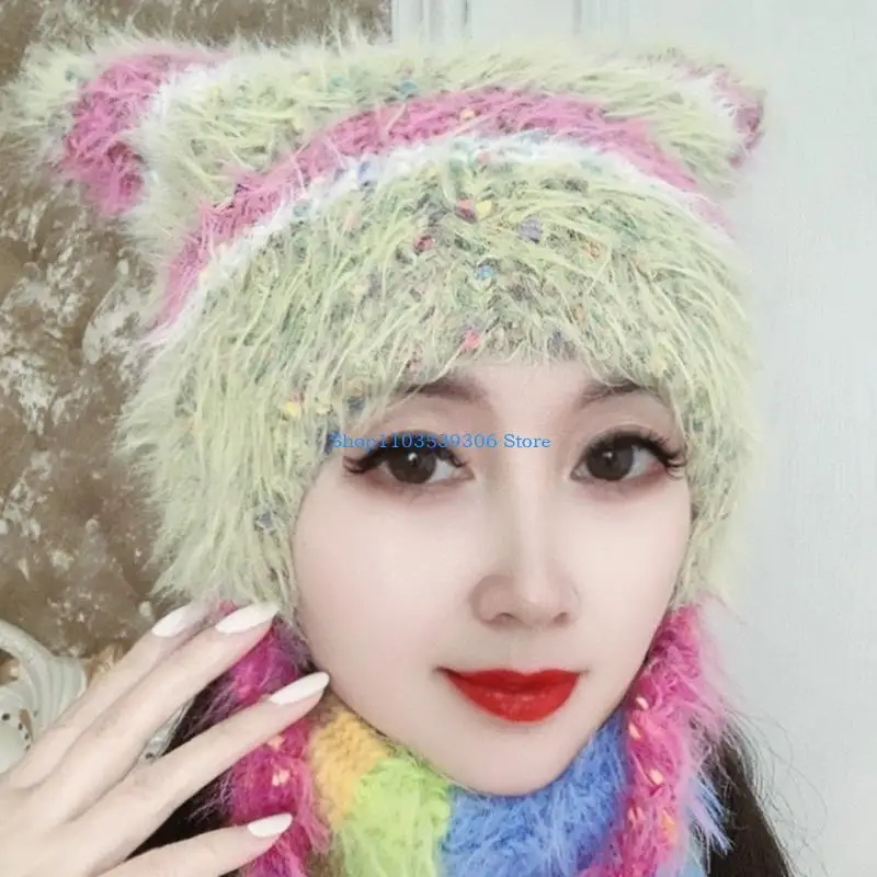 

400A Fun Ear Hat Unisex Costume Hats Halloween Gift Warm Soft Crochet Beanie Christmas New Year Warm Soft Skull Hat