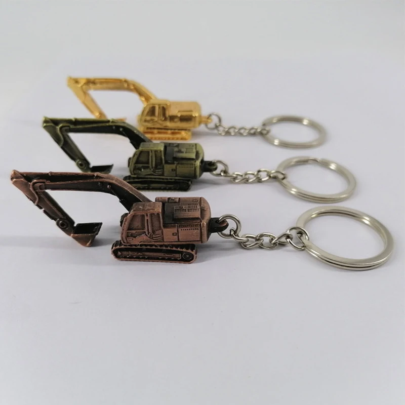 Creative Alloy 3D Three-dimensional Excavator Keychain Pendant Accessory Gift Car Accessories Trendy Charm for Girls