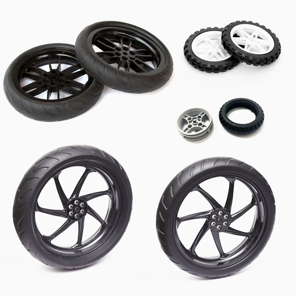 

Lot Set High-Tech Building Blocks MOC Parts Motorcycle Wheels Tyre Car Hub Ev3 Compatible 88516 88517 2902 71720 for Kid Toys