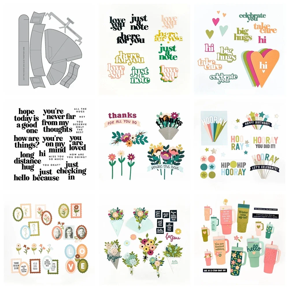 

Burst of Cheer Metal Cutting Dies Just Saying Clear Stamps and Die Cuts Sentiments Silicone Stamp for Making Cards Scrapbook