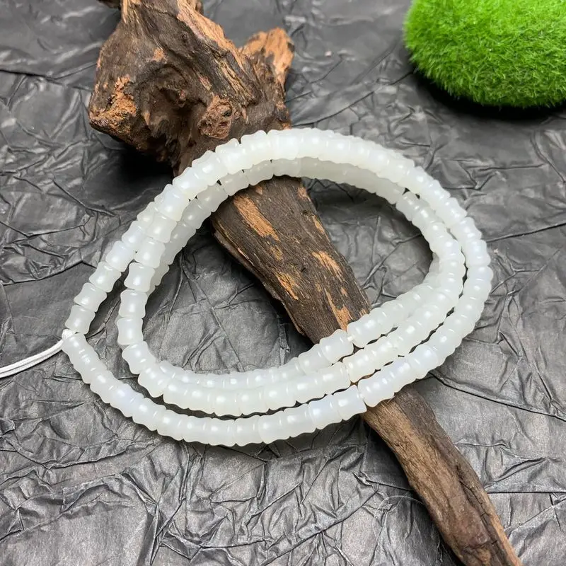 Natural Hetian White Jade Joint Long Chain Loose Beads Men And Women, Versatile Necklace