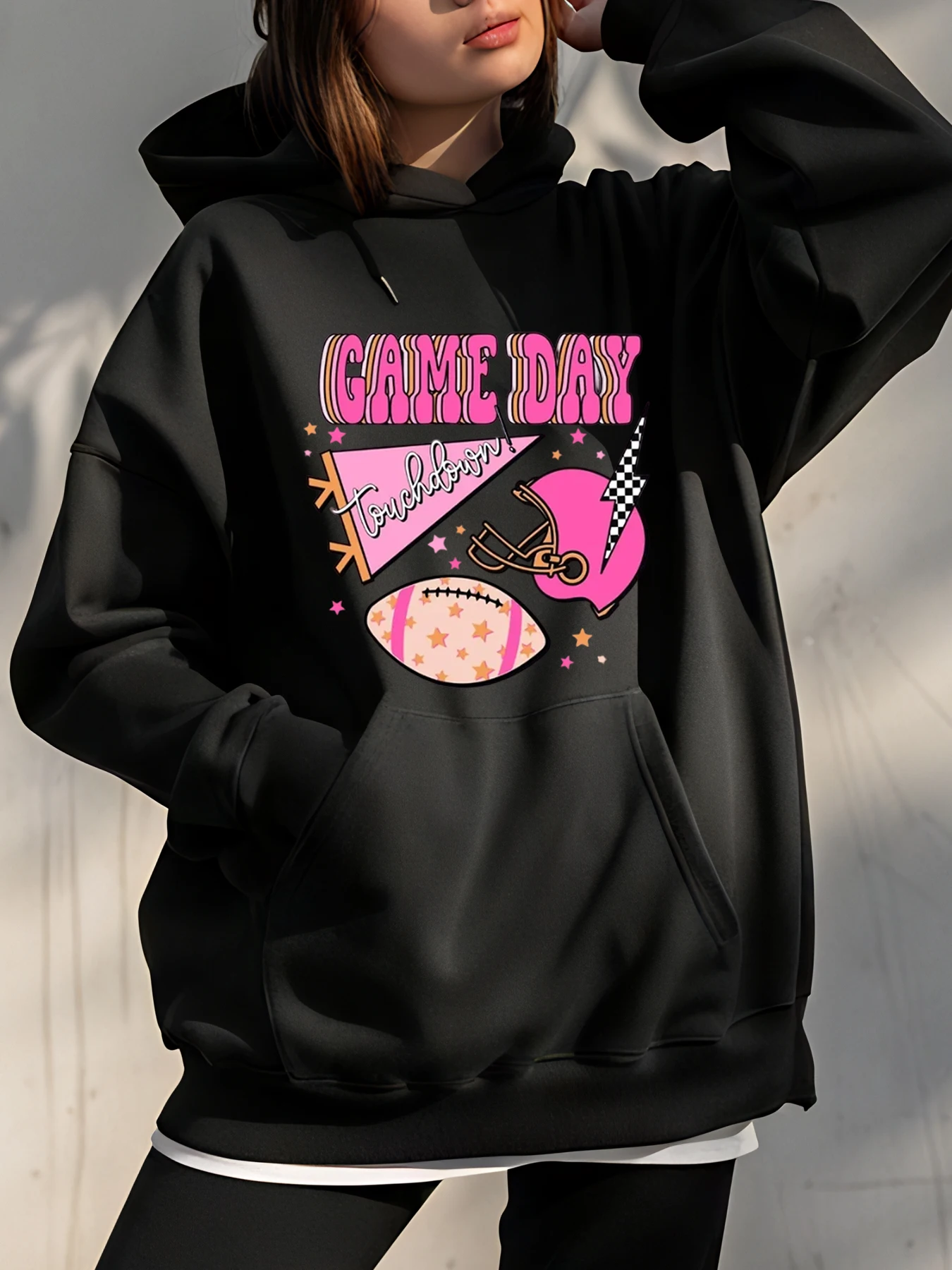 

Женская футбольная толстовка с принтом Game Day, повседневная спортивная одежда для девочек и женщин