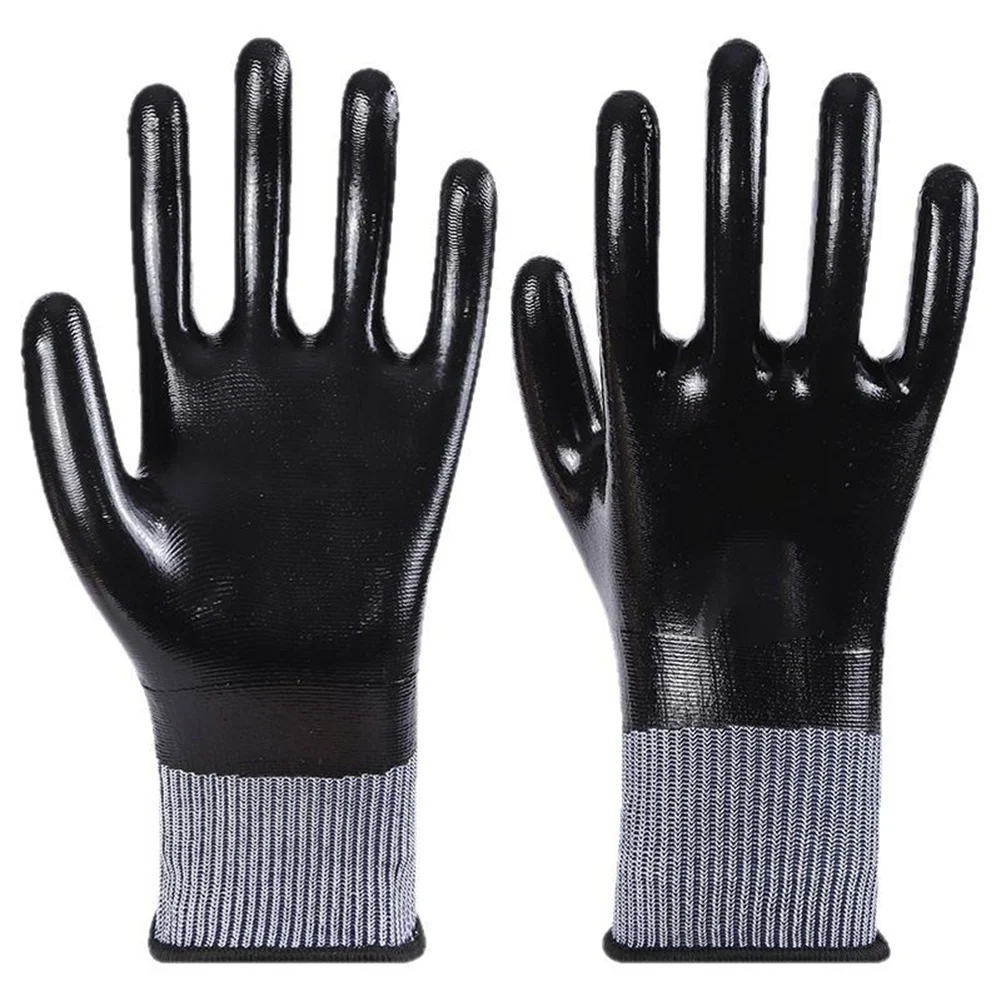12-Pair Nitrile Coated Work Gloves, Anti-Slip, Waterproof, Oil for Garden and Water Tasks