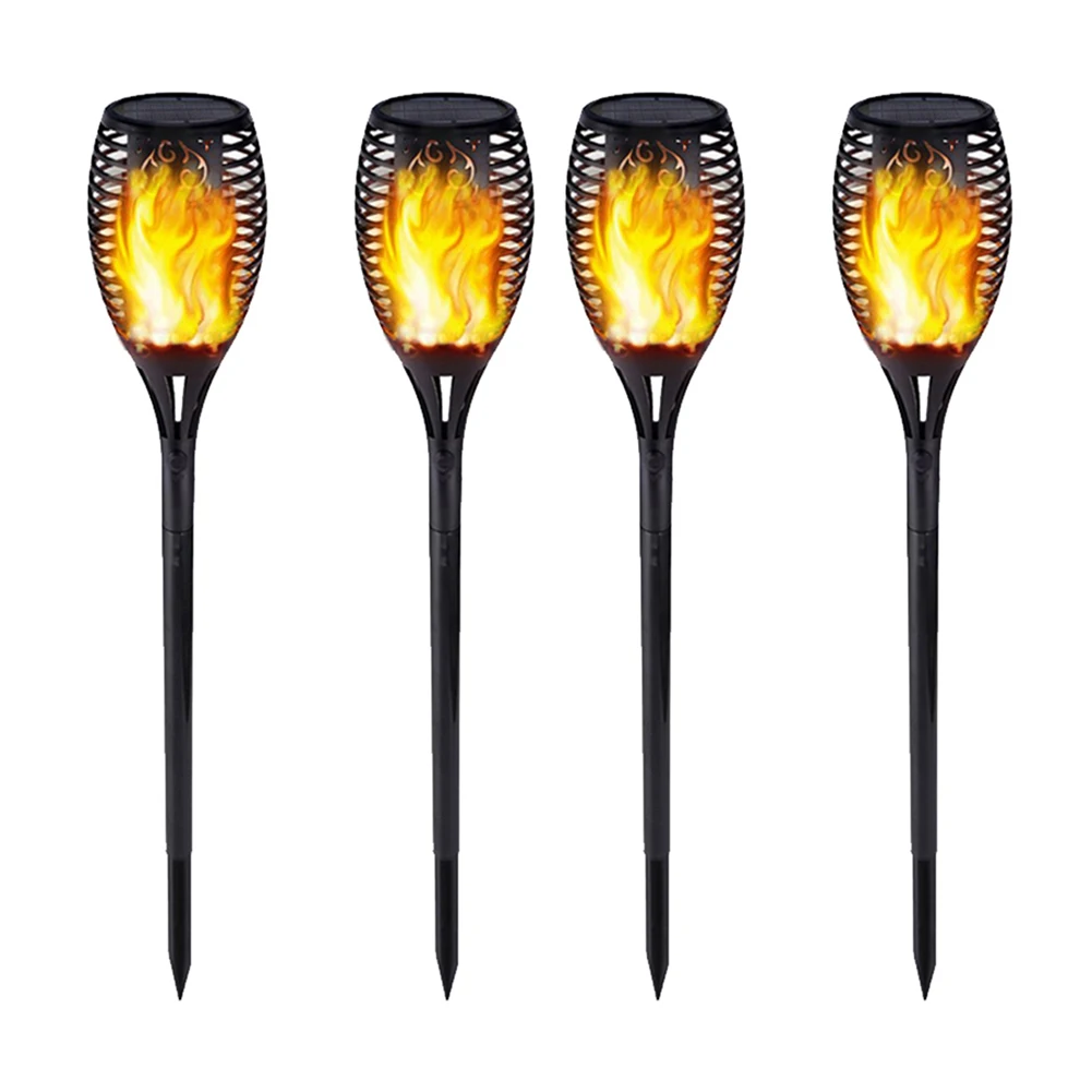 4Pcs Solar Flame Lamp Outdoor Torch Lights IP65 Safety Waterproof Light Flicker Lights For Garden Decoration Landscape Lawn Lamp