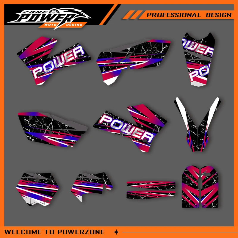 

POWERZONE Motocross Graphics Background Sticker Decal Kit For KTM 2005 2006 SXF 2006 2007 XCF 2006 2007 250 300 EXC Customized