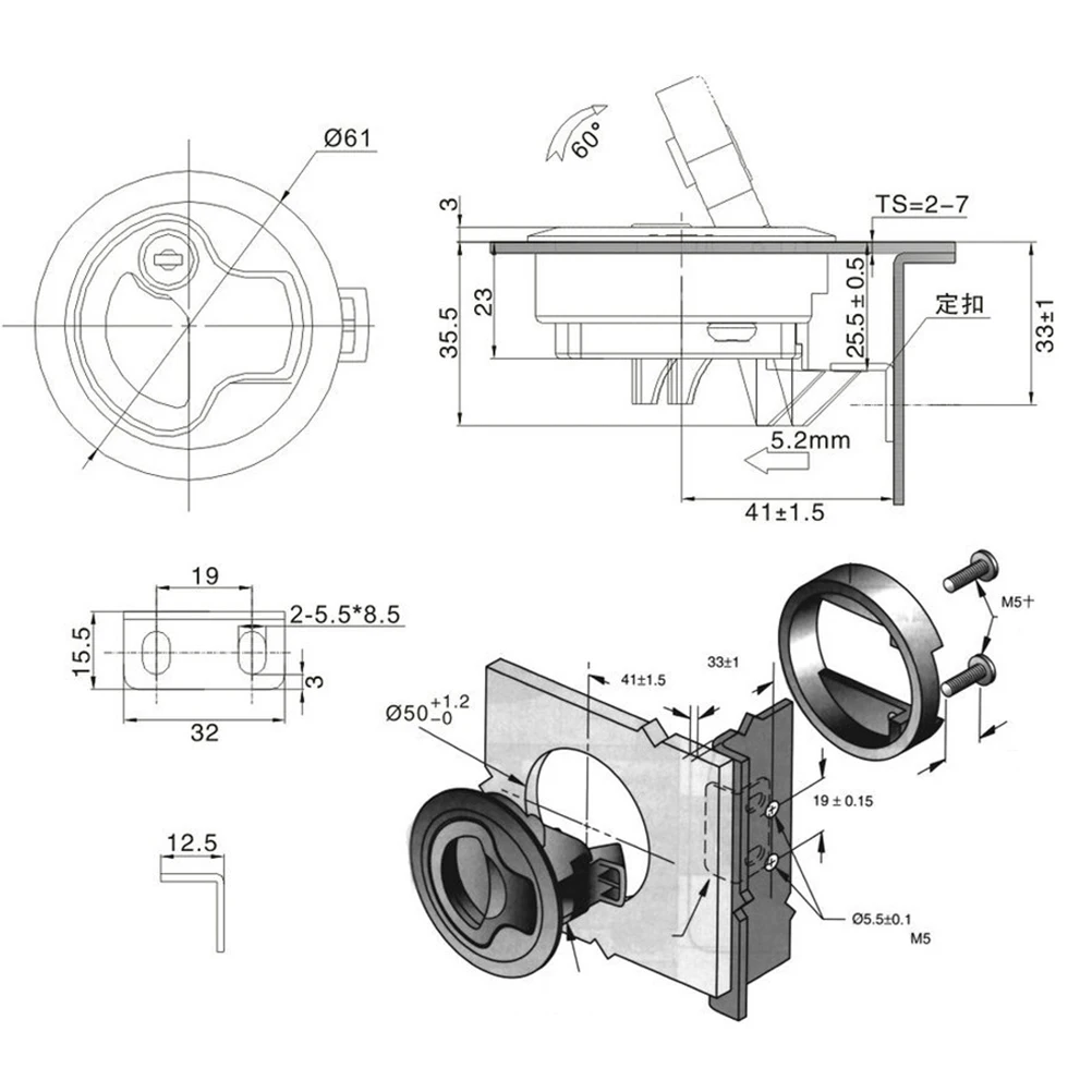 

1pcs Nylon Buckle Lock Flush Pull Latch Mounting Accessories Durable Lightweight Marine Environment Door Hardware Boat Latch