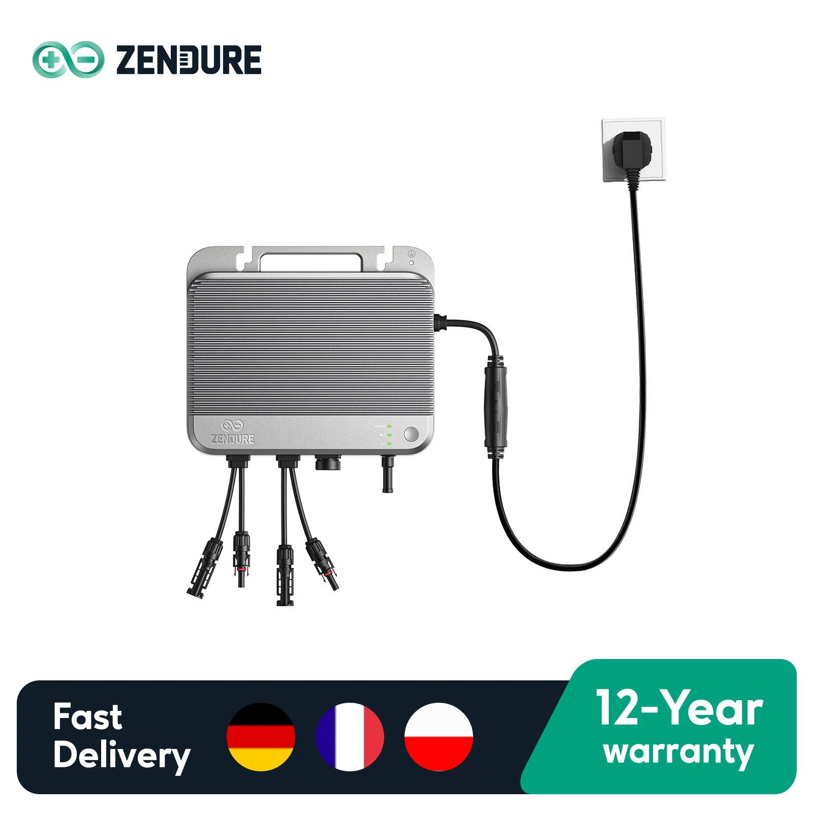 Micro-onduleur Zendure Solar Flow 800 pour installation solaire de balcon, entrée solaire 1200W, entrée/sortie AC 800W, faibles luminosités