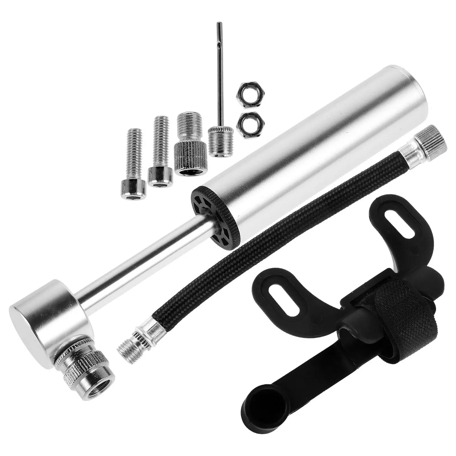 

1Set Mini Portable Bike Pump Compact High Pressure Bicycle Tire Pump for Road Mountain Bike Basketball Football Inflator