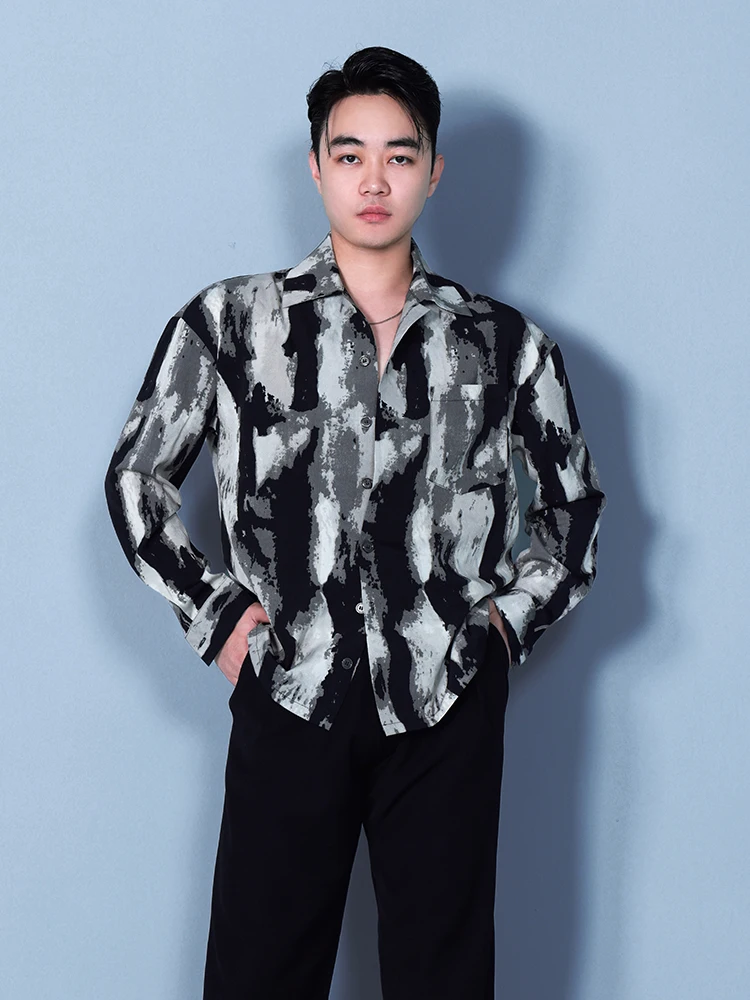 

customized men's adult latin dance modern dance costume shirt chinese style top practice clothing ballroom dance accessories