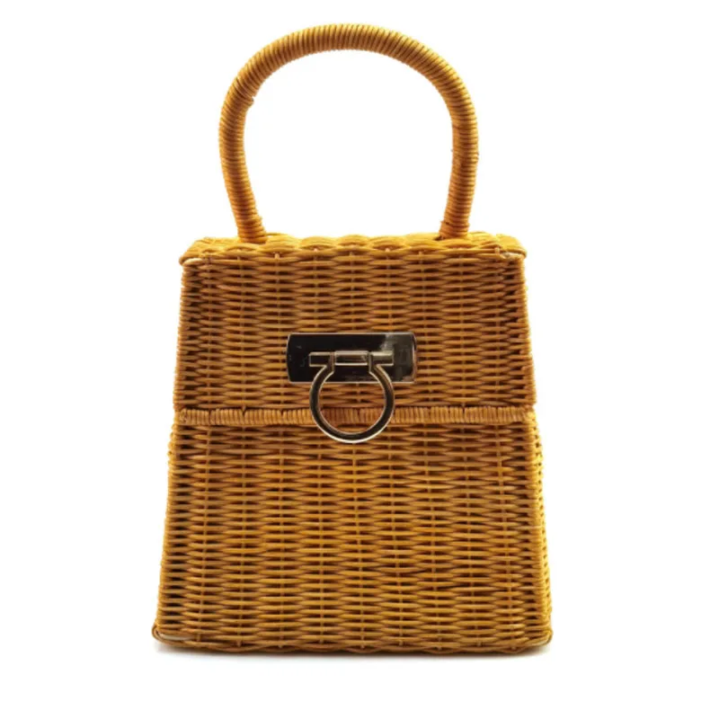 Luxury Women Handbag 2023 New Handle Rattan Woven Bag Straw Woven Women Bag Custom Hand Small Square Bag