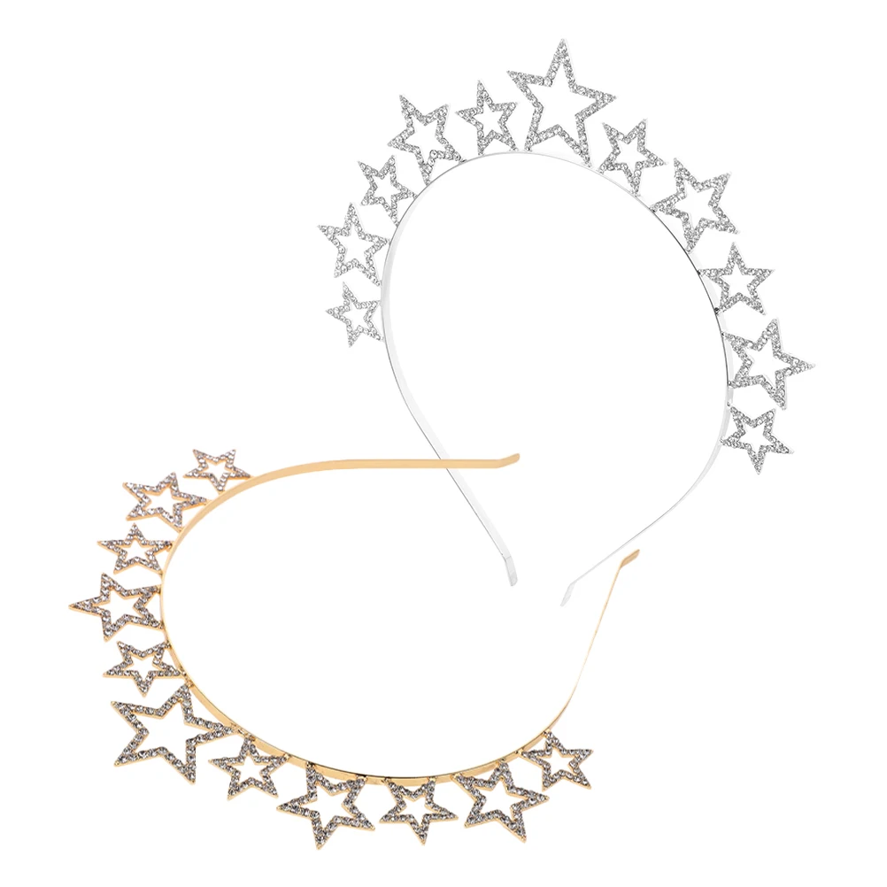 

2Pcs Star Rhinestone Headbands Sparkling Hairband for Women Girls Wedding Birthday Party Hair Accessories Hair Bands