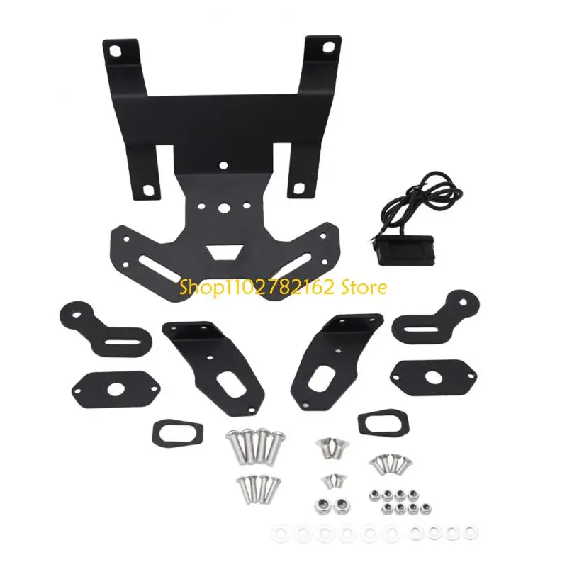 

547B Stainless Steel Motorcycle License Number Plates Holder Frame with LED Light Tail Lamp LED Light Bracket