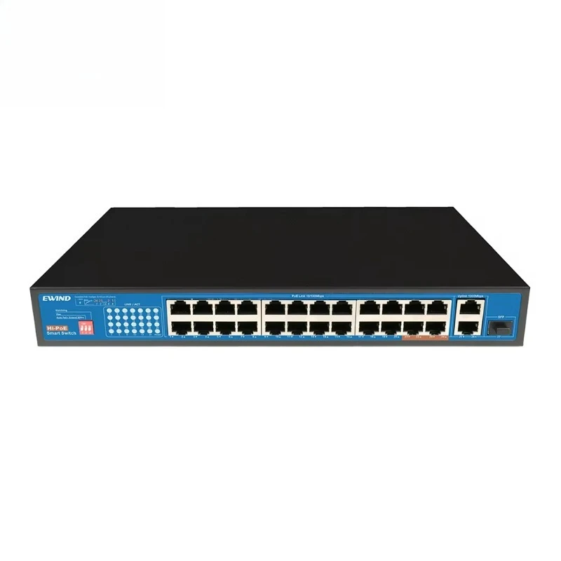 OEM/ODM 24 Port Gigabit PoE Switch with 2 Gigabit Uplink 1 Gigabit SFP 802.3af/at 300W Built-in Power