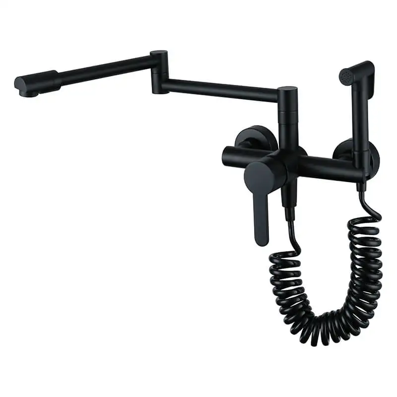 

Cold Wall Mounted With Spray Gun Rotating Sink Tuqiu Fodable Kitchen Faucets Solid Brass Kitchen Sink Mixer Tap Hot