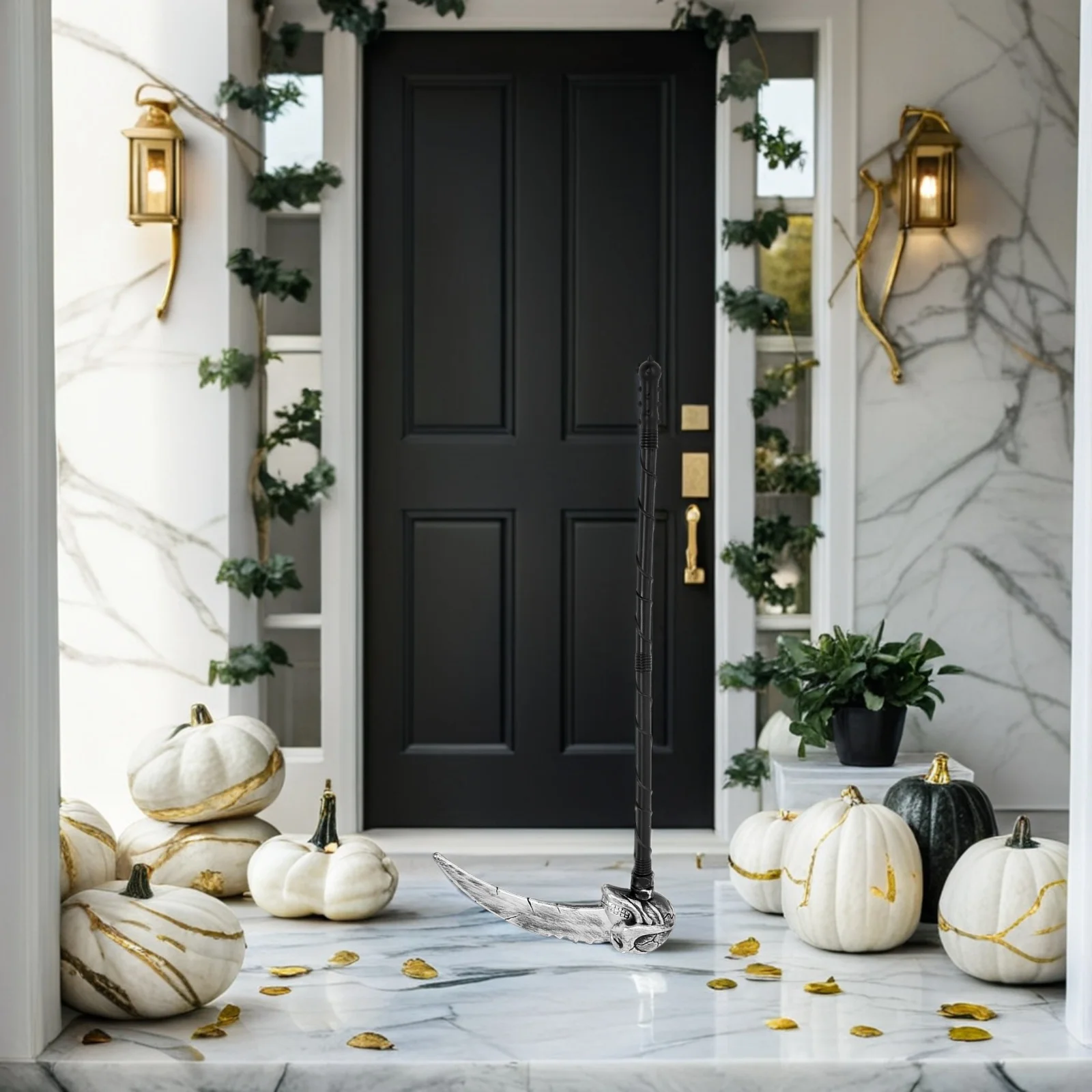 Adereço de foice realista para fantasia de halloween, cosplay, festa, performance de palco, decoração, simulação de plástico, acessórios de halloween