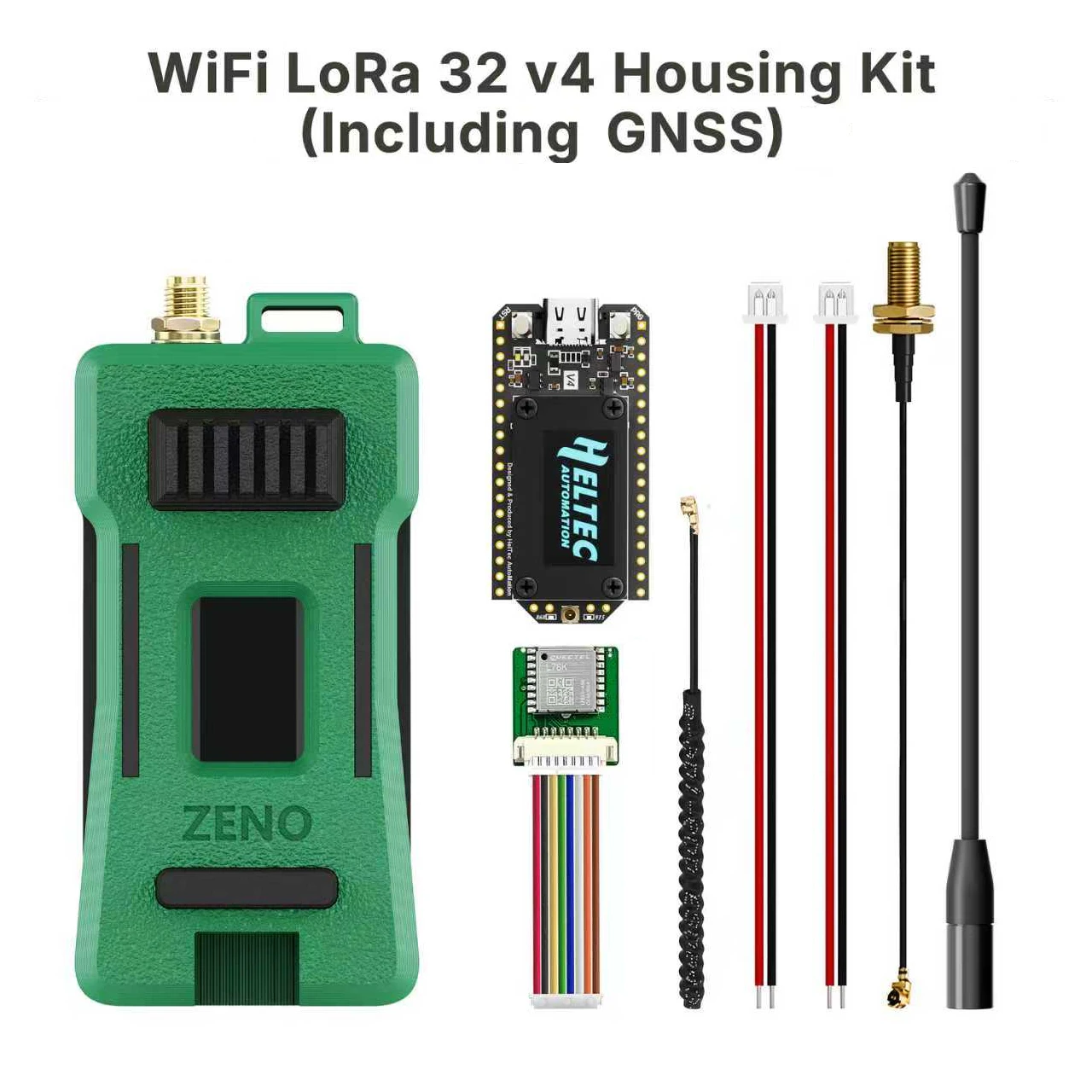 Meshtastic Heltec WIFI Lora 32 V4 Meshcore ESP32-S3 SX1262 Dev-Board Zeno Kit Case Groene Antenne GPS Module Installerbaar