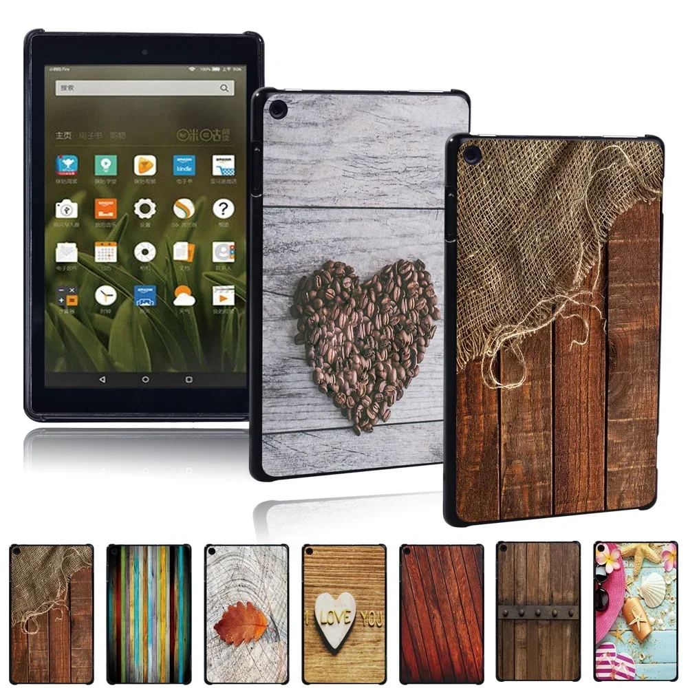 

Tablet Case for Fire HD 10 Plus/7th/9th/11th/HD 8 Plus/7th/8th/10th/12th/Fire 7 9th/7th/12th Wood Series Anti-fall Plastic Shell