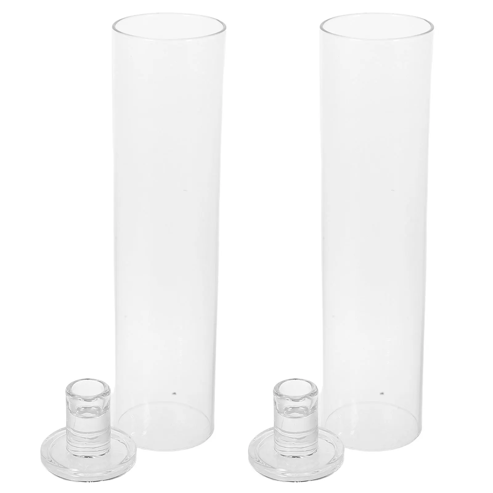

1Set Glass Holders Clear Windproof Cylinder Covers Sturdy Tall Candlestick Stand for Wedding Birthday Christmas Home