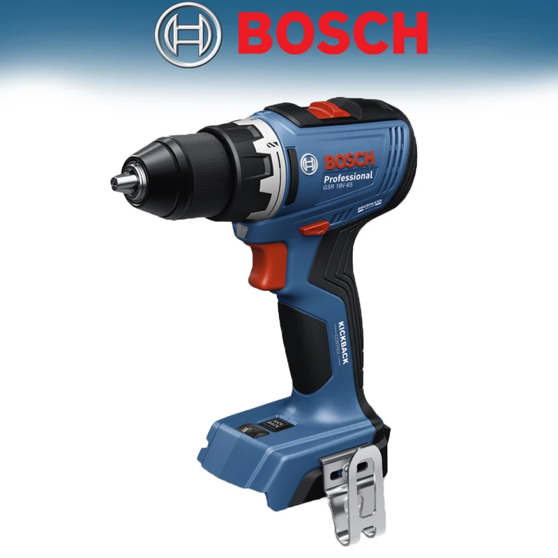 BOSCH GSR 18V-65 Professional Cordless Drill Compact Robust Brushless Cordless High Torque Easy Drilling Power Tool