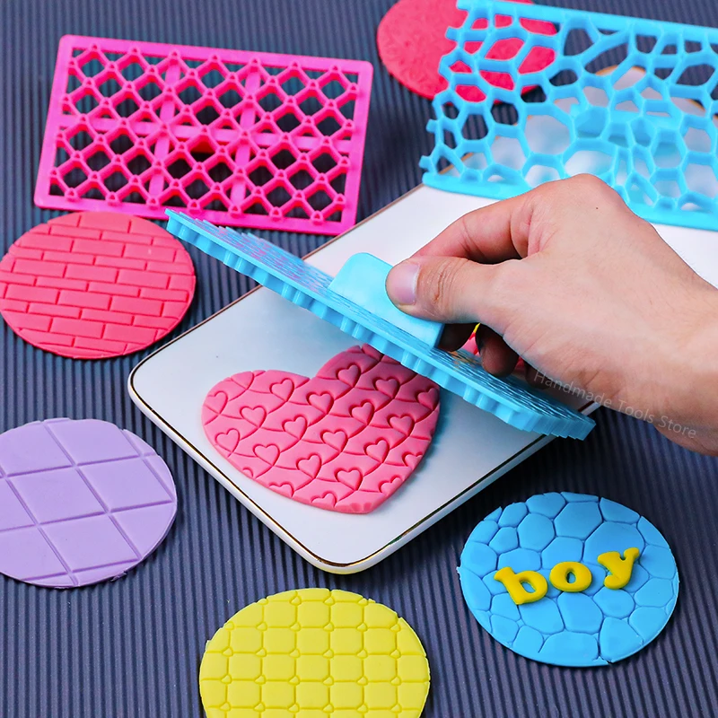 Pottery Embossing Plastic Mold Polymer Clay Stamp Tools Flowers Diamond Printing Mould, DIY Pottery Texture Sculpture Model 1PCS