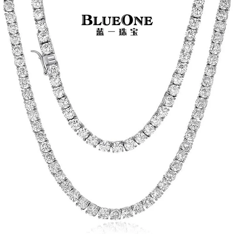 

Luxury Street Full Diamond Single Row Hip-Hop Necklace For Men & Women High Carbon Lab Diamond PT950 Platinum, attractive