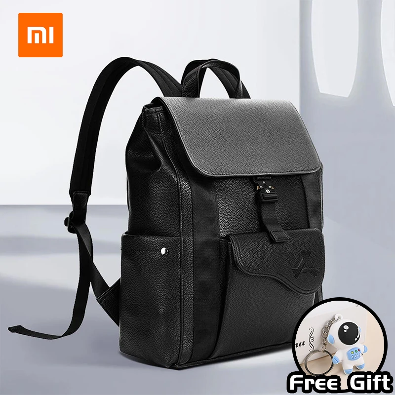 Xiaomi MQ Fashion Backpack PU Leather Large Capacity Handbag Travel Backpack Laptop Bag Commuter Backpack