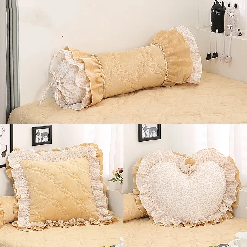 romantic style wheat yellow color pillow square/heart shaped cushion frill edge pillow candy backrest