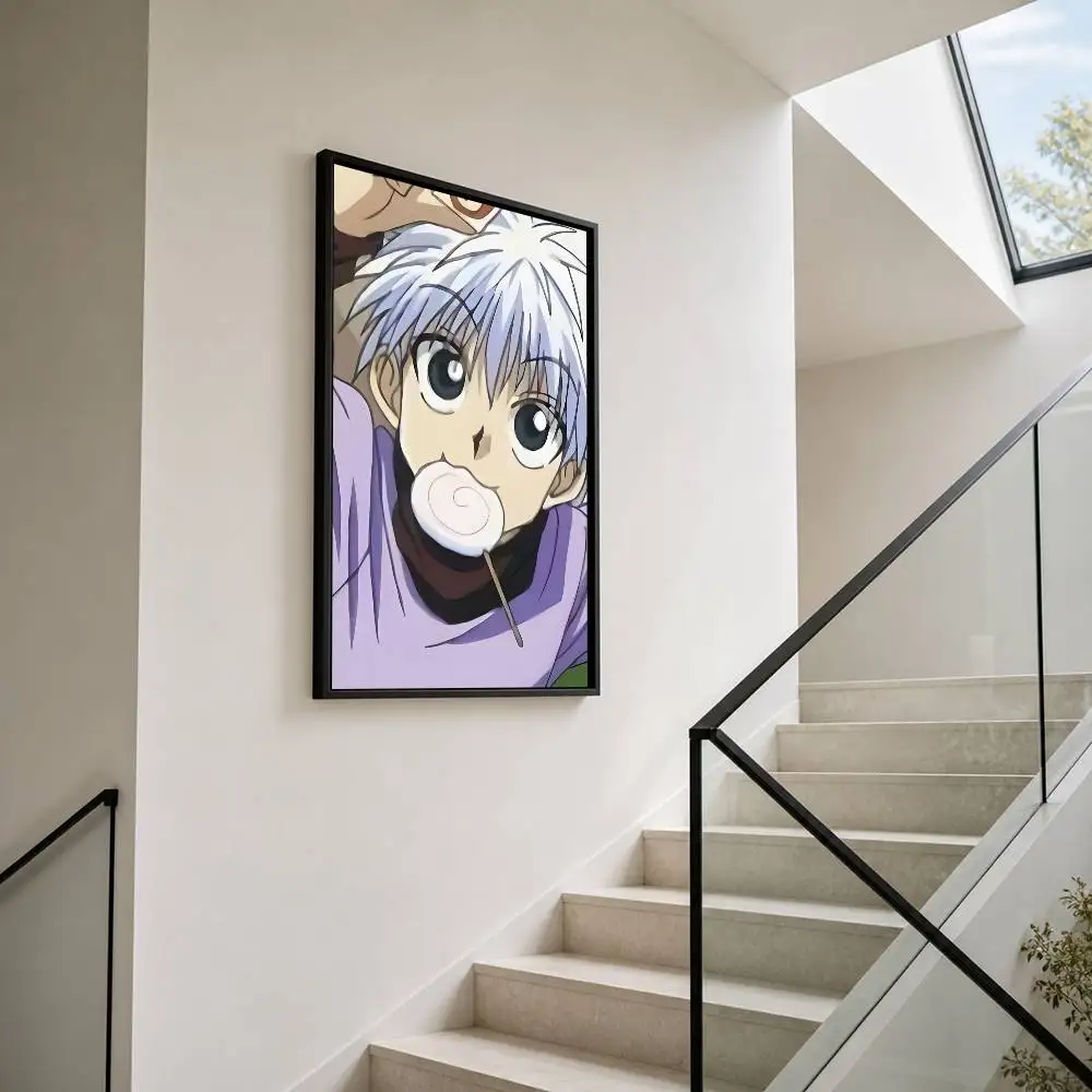 Killua Zoldyck Poster Self-adhesive Art Waterproof Paper Sticker Coffee House Bar Room Wall Decor