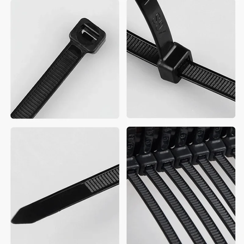 Self-locking Plastic Nylon Tie 100 PCS Black 5X300cable Tie Fastening Ring 3X200 Cable Tie Zip Wraps Strap  Nylon Cable Tie Set