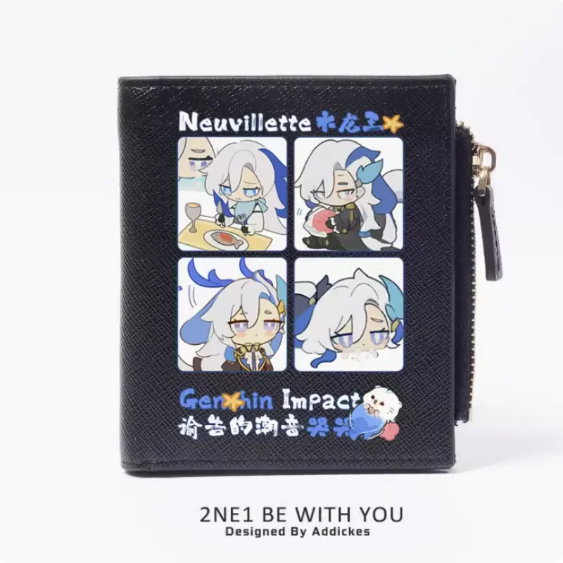 Anime Genshin Impact Neuvillette  Zipper Fashion Wallets PU Purse Card Holder Money Bag Gift B257 Cosplay