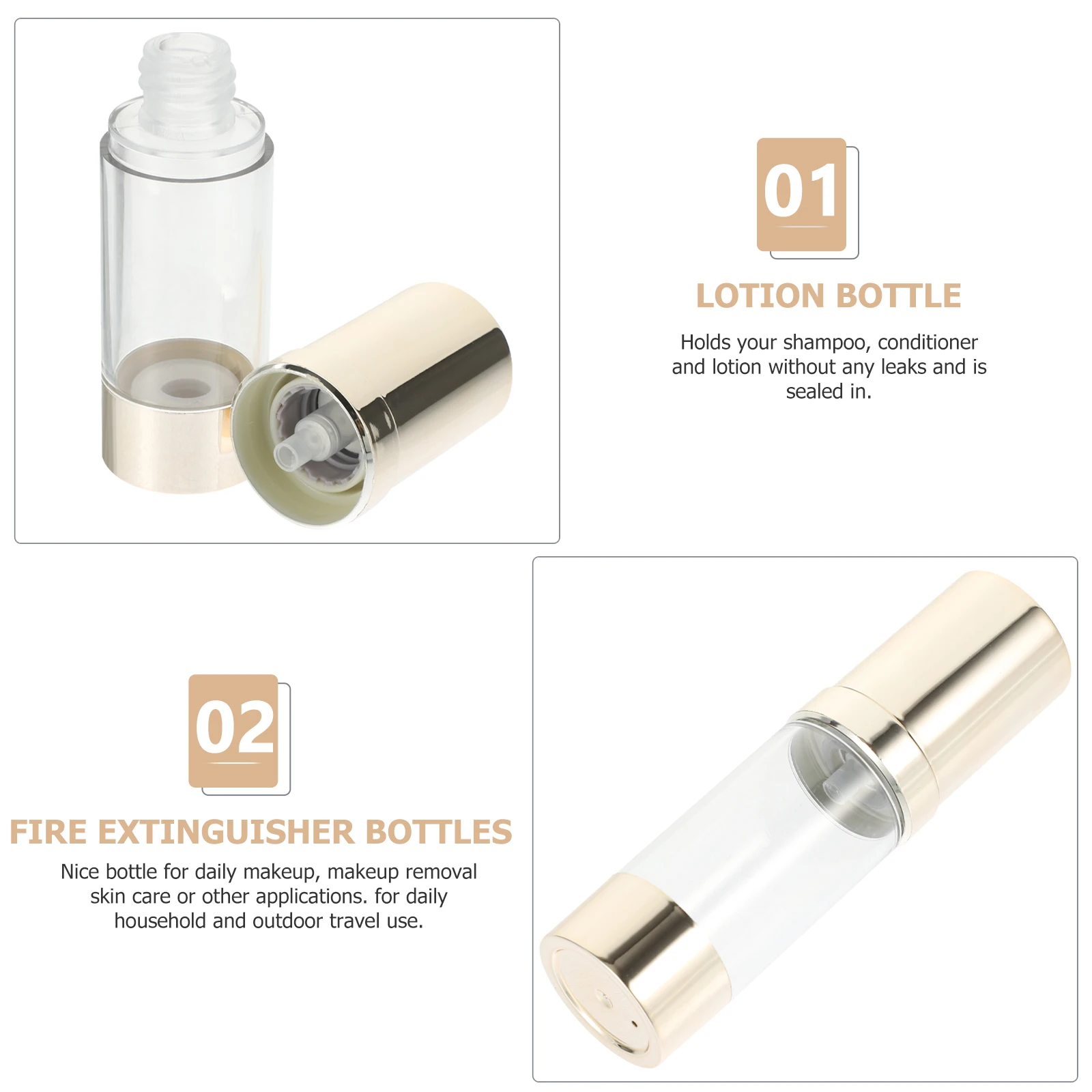 

6pcs 30ML Travel Pump Leak Proof Travel Toner Gel Makeup Remover Bottle Lotion Face Care Bottle