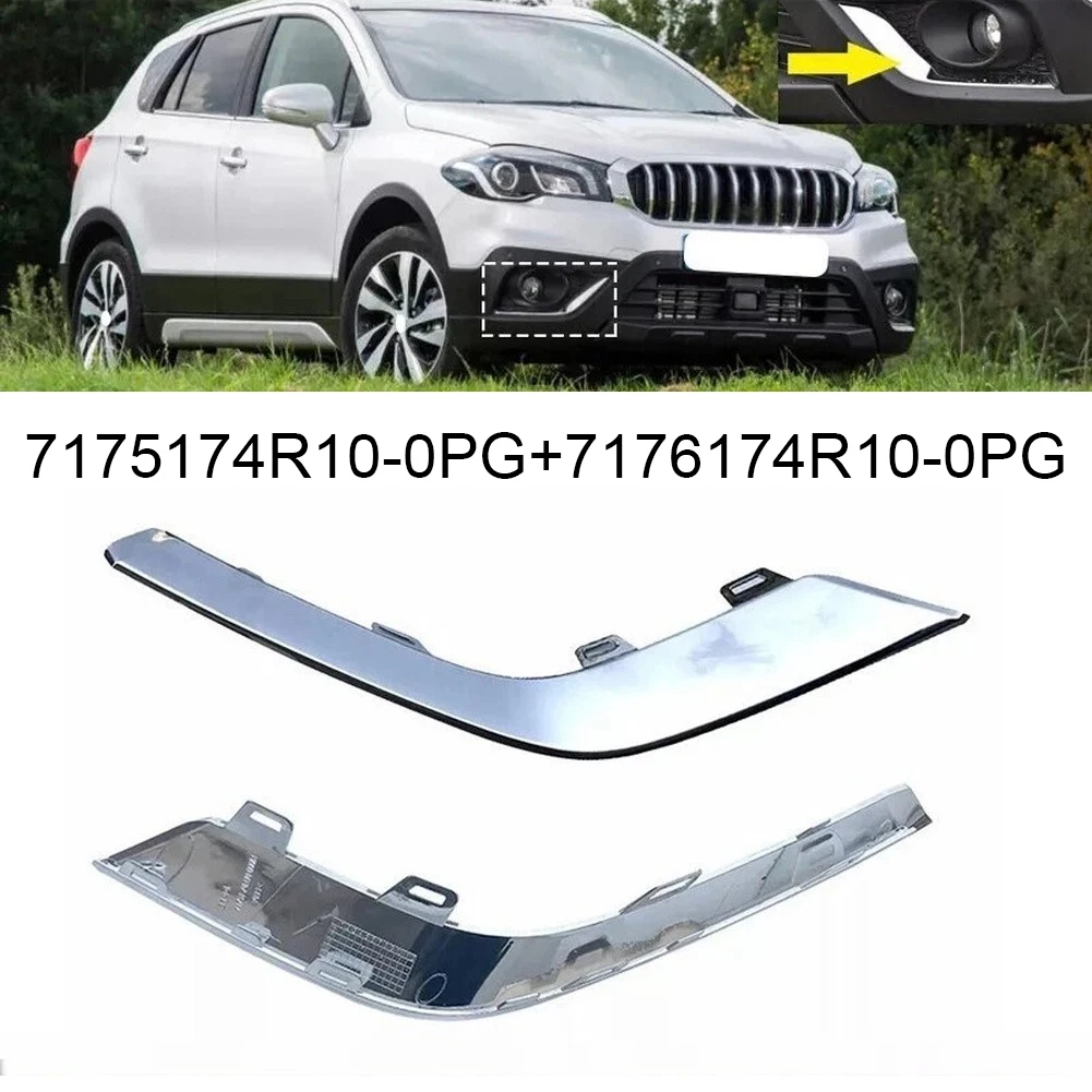 Chrome Car Front Fog Light Lamp Trim Cover 71751-74R10-0PG 71761-74R10-0PG For Suzuki For SX4 for s-cross 2016-2021 Exterior