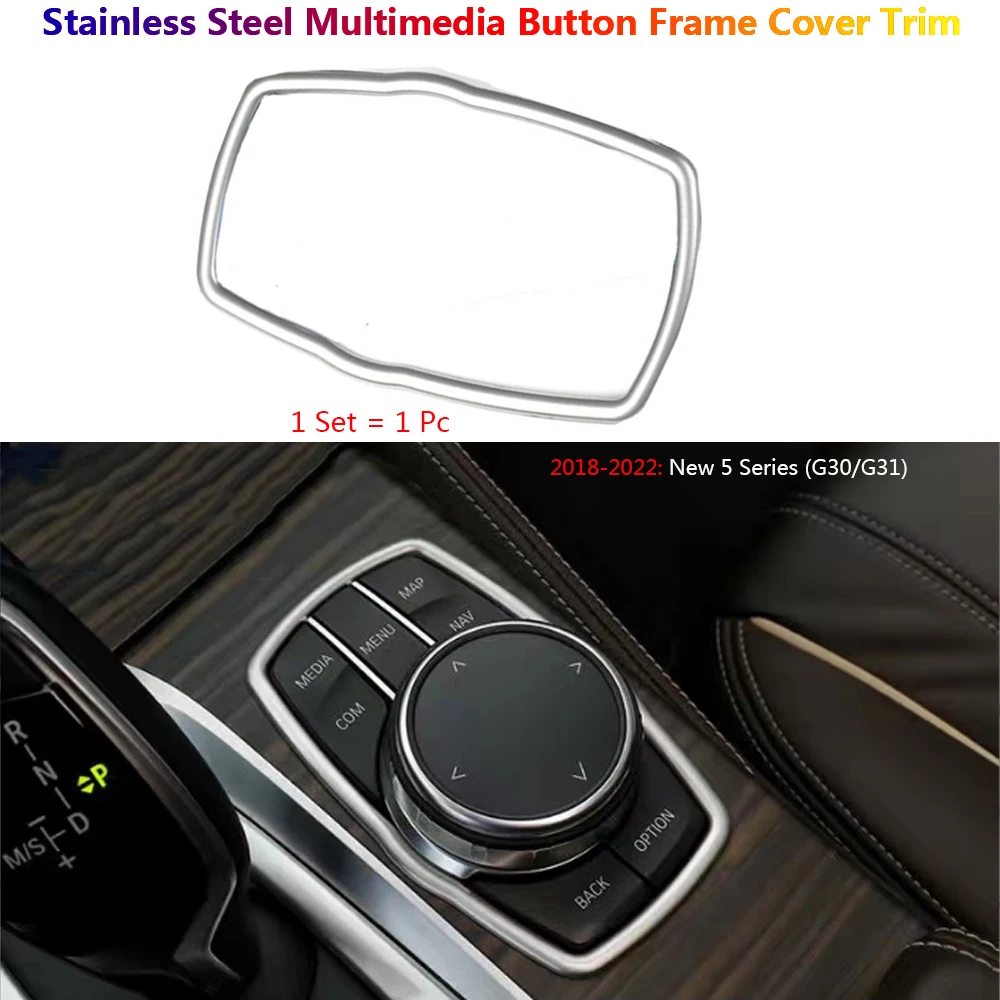 

Car Multimedia Switch Panel Cover Trim for BMW 5 Series G30 G31 2018-2022 Stainless Steel Auto Interior Inner Parts Accessories