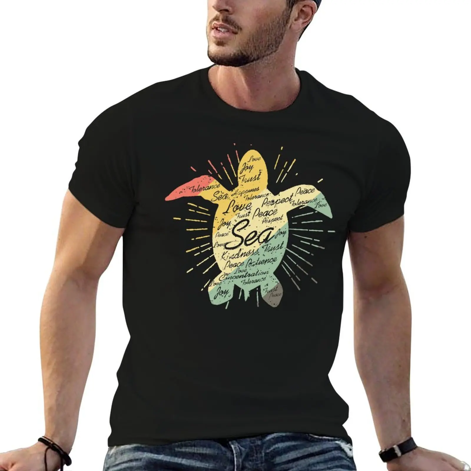 Skip a Straw Save a Turtle Vintage Environmental Protection Inspirational words T-Shirt Quick Dry Sports Short Sleeve Tee