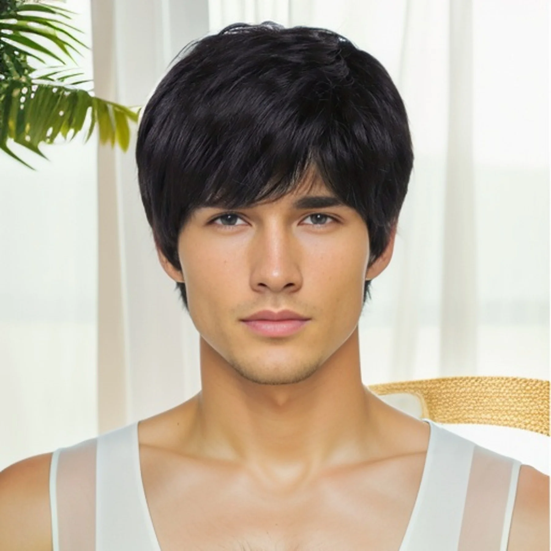 

Синтетический короткий мужской парик с боковой челкой Черный парик Мужской натуральный прямой парик для повседневного ношения Парик для косплея Мягкое термостойкое волокно