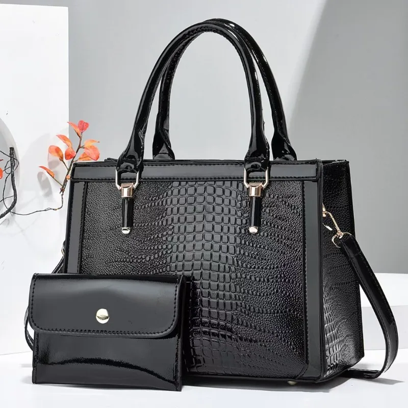 High Quality Crocodile Pattern Leather Single Shoulder Bag Business Casual Tote Handbag New Retro Female Crossbody Composite Bag