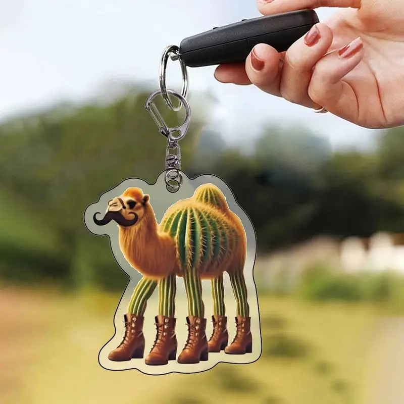 2D Acrylic Keychains Backpack Pendant Key Chain For Handbag Purse Accessories Animal Keychain Standing Charm Pendant For Luggage