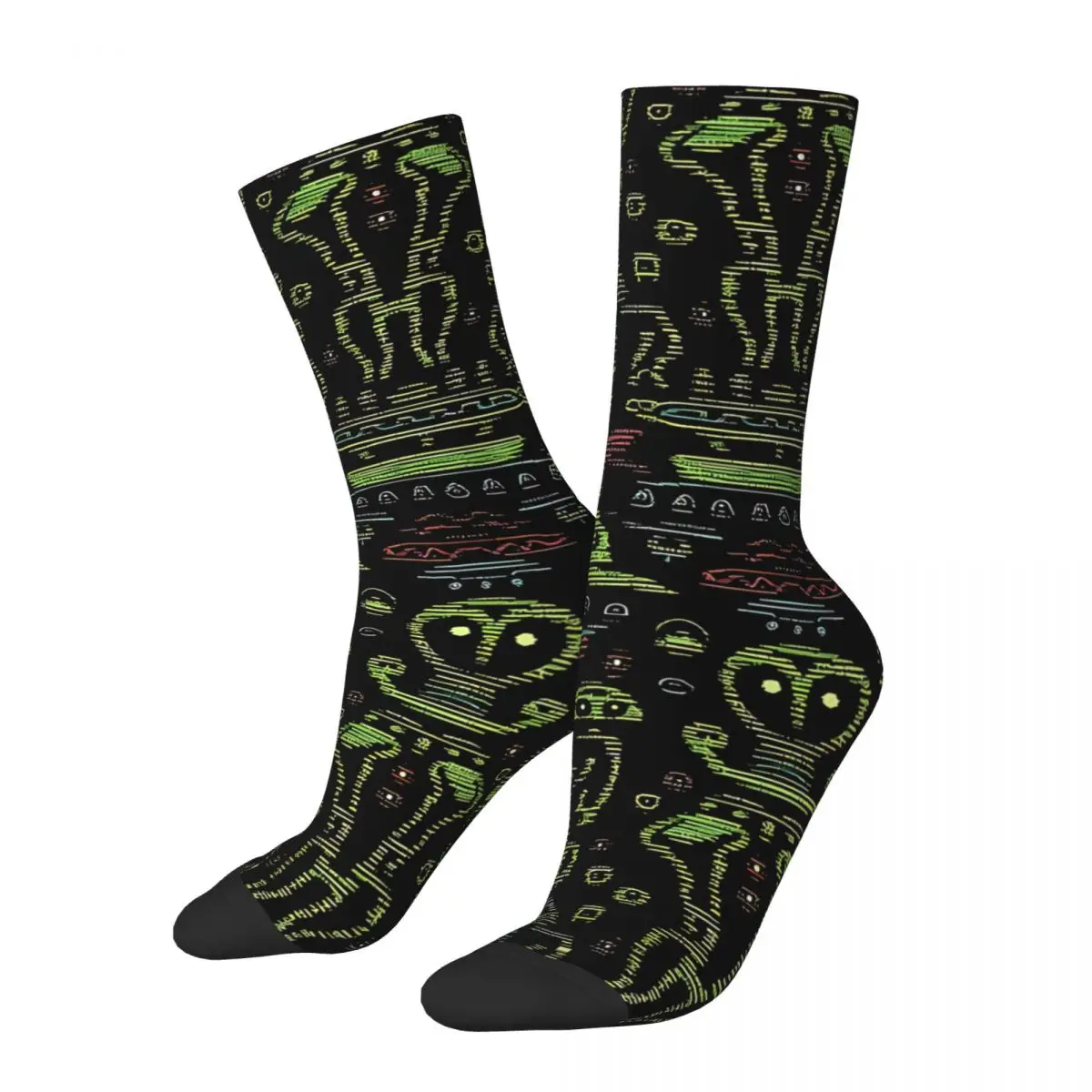 Funny Men's Socks Funky Sweater Alien Pattern Vintage Alien And UFO Pattern Street Style Crazy Crew Sock Gift Pattern Printed