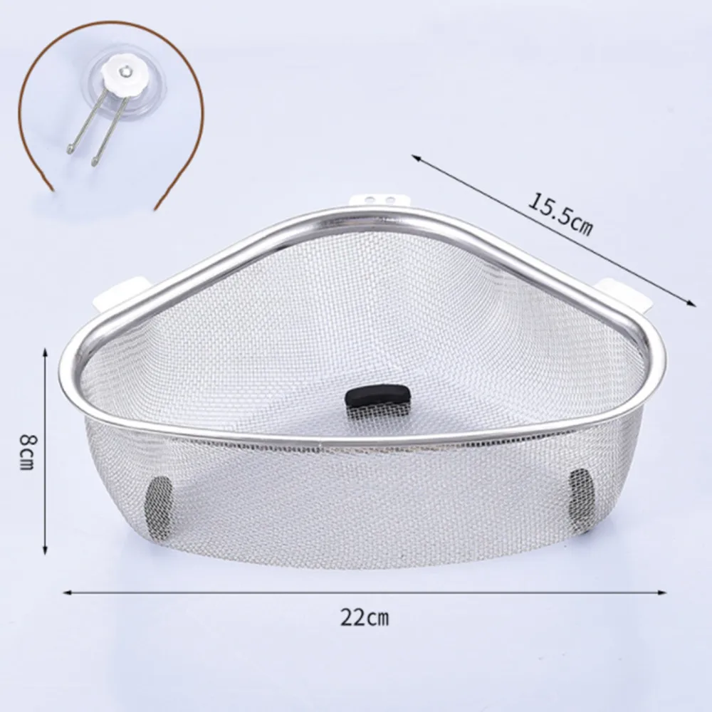 

Stainless Steel Kitchen Sink Drain Basket Triangle Food Peel Egg Filter Storage Organizer Rack for Kitchen Shelf Drainier