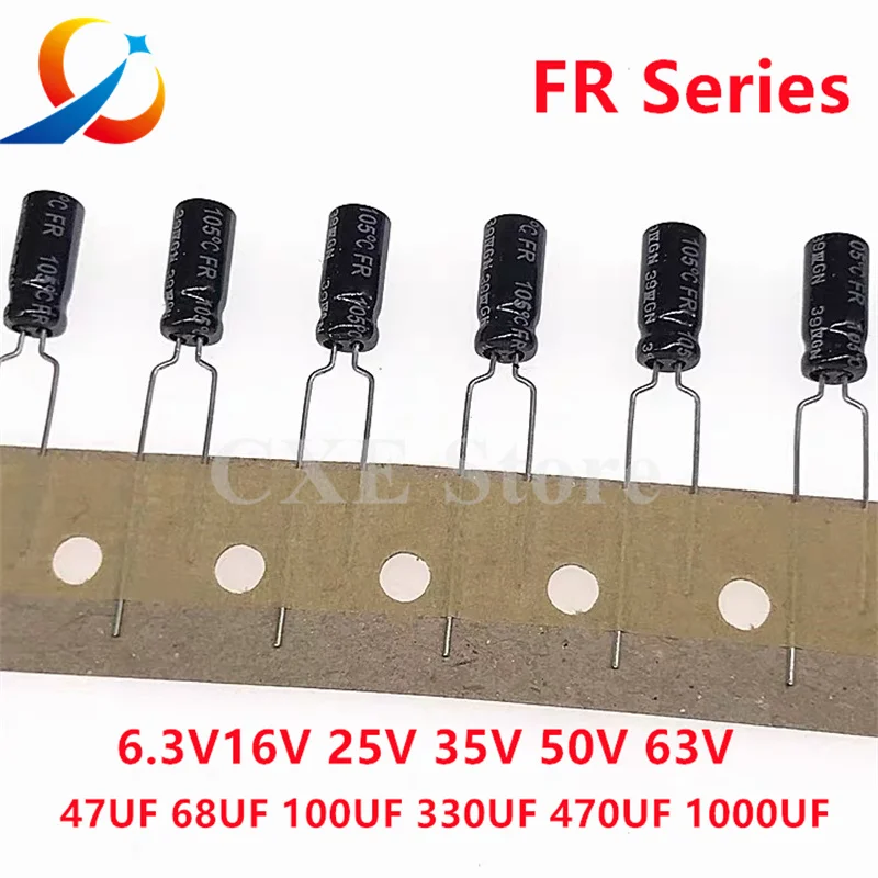 10PCS PANASONIC FR 10V 16V 25V 35V 50V 63V 47UF 68UF 100UF 220UF 330UF 390UF 470UF 1000UF LOW ESR Electrolytic Capacitors ใหม่