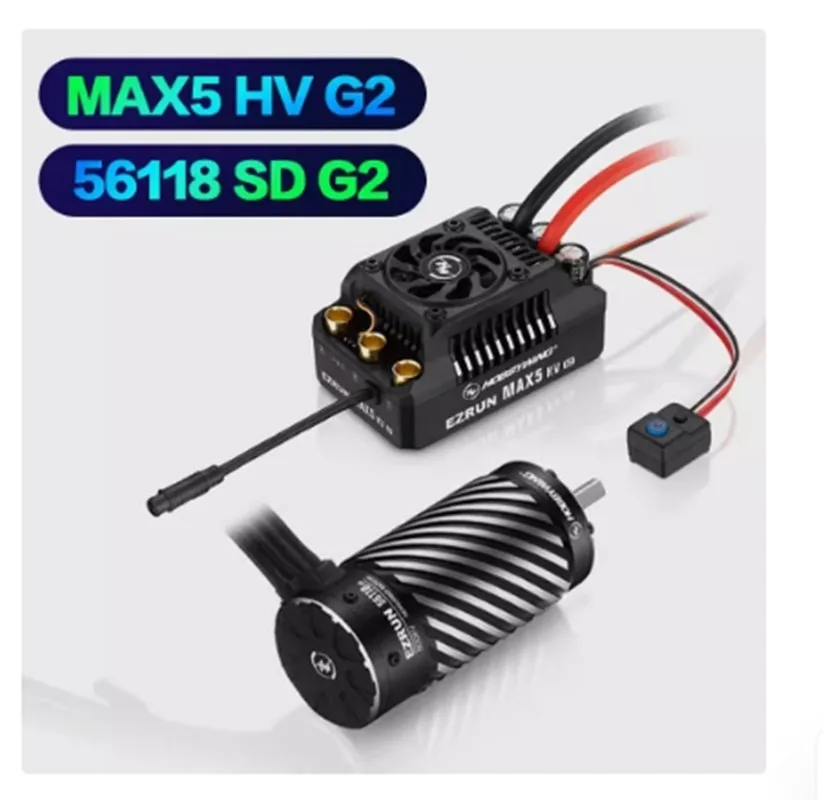 

Hobbywing EZRUN Max5 HV G2 250A 6-12s Brushless Sensored ESC EzRun 56118 SD G2 650KV 800KV 1100KV Motor For 1/5 Buggy Car