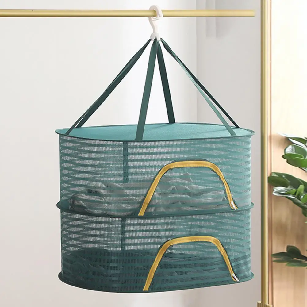 

Breathable Polyester Mesh Drying Rack Foldable Hanging Mesh Drying Basket with U-shaped Zipper Design for Food for Efficient