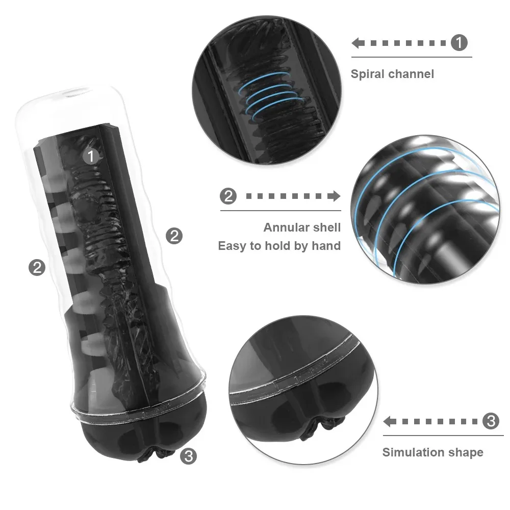 ذكر الاستمناء لينة سيليكون كس المهبل شفافة القضيب مضخة جيب جهاز استمناء الجنس لعب للرجال