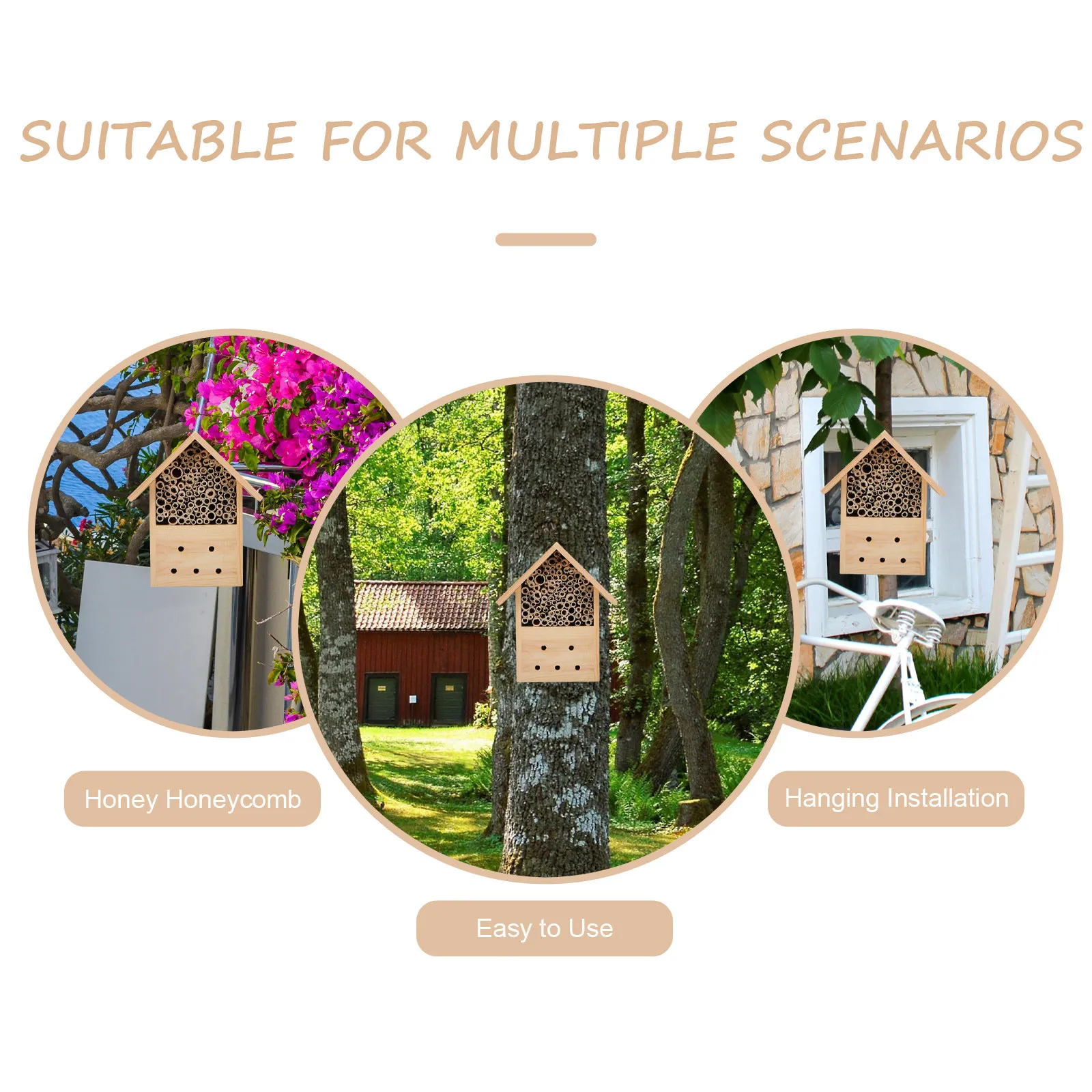 

Деревянный улей для садовых насекомых-опыльцевателей, гнездовой ящик, натуральная защита от вредителей, декоративный уличный улей для пчёл