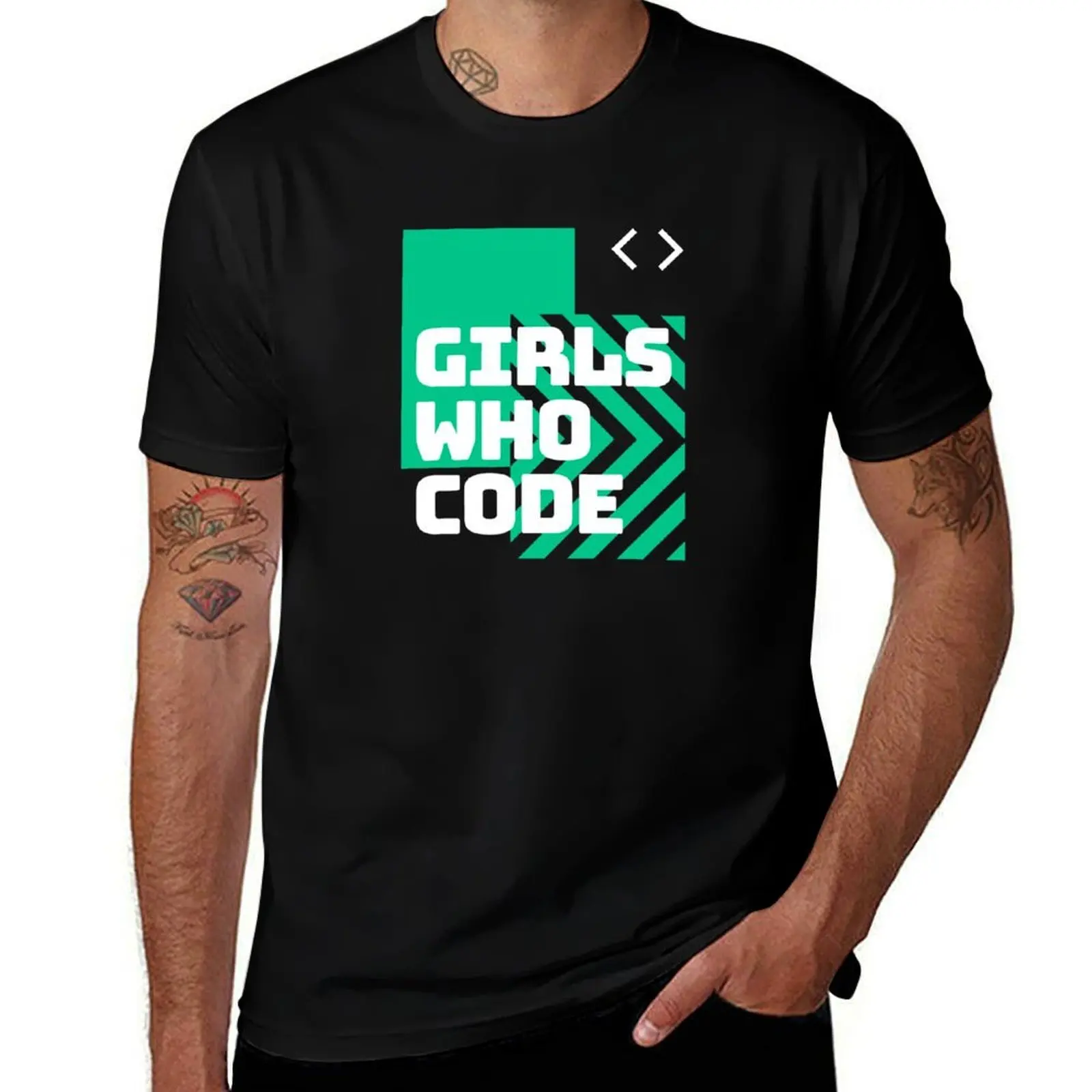 Girls Who Code - Green and White Programming T-Shirt Plus Size Quick Dry Sports Tee T-Shirt