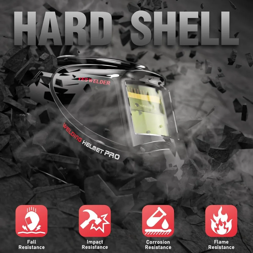 자동 차광 용접 헬멧, 블루라이트 차단, 태양광 충전, 넓은 차광율 3.5/9-13, TIG MIG ARC 및 그라인딩용