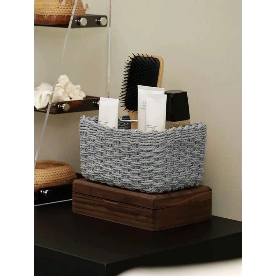 

3pcs S+M+L /Set Handmade Woven Storage Baskets Paper Rope Material Organizer Baskets For Living Room Bedroom Cabinet Office Hom
