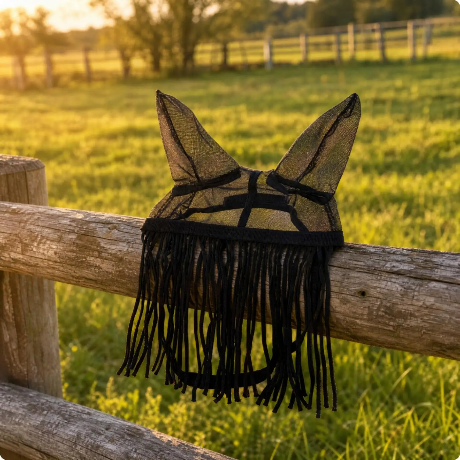 Horse Fly Mask Protection Mesh Fly Mask with Ear Openings Horse Face Cover with Adjustable Straps Breathable Lightweight