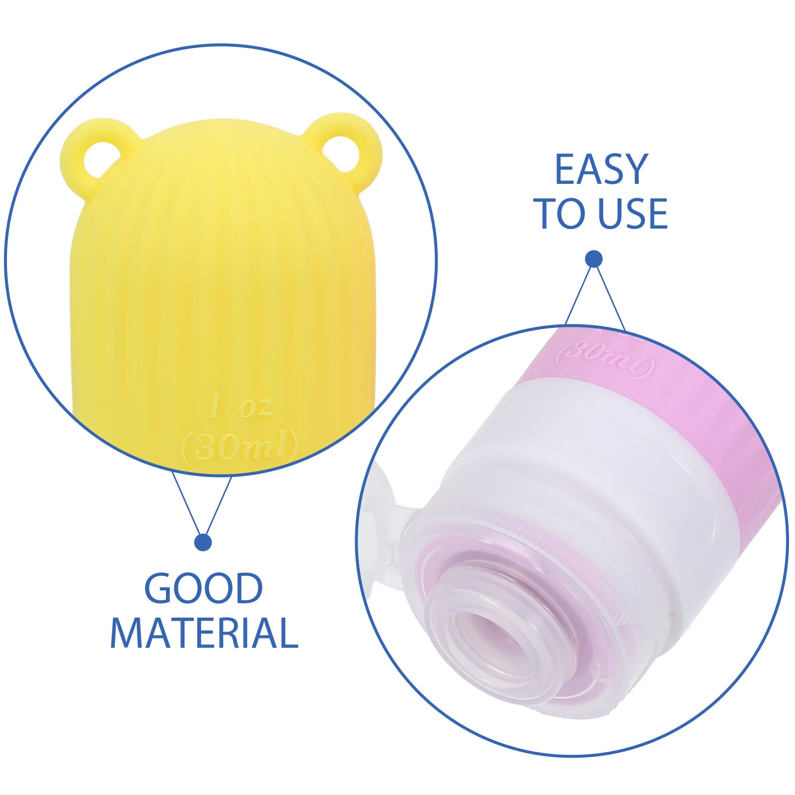 4 Pcs Travel Bottles Portable Cream Jars Food Grade Silicone Liquid Containers Clear Yellow Orange